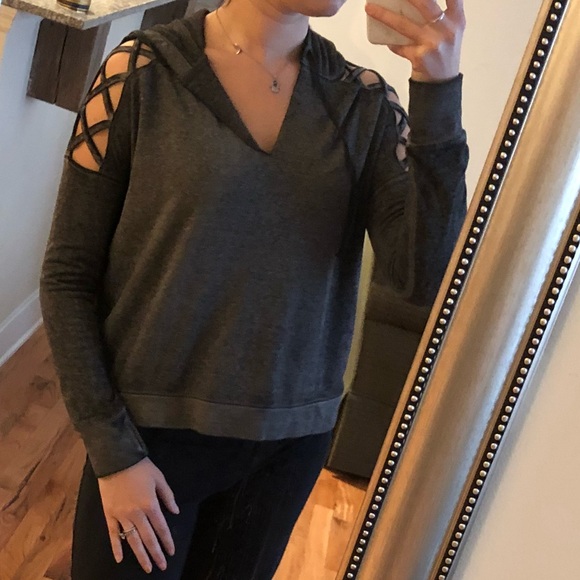 Gray cropped hoodie - Picture 1 of 4